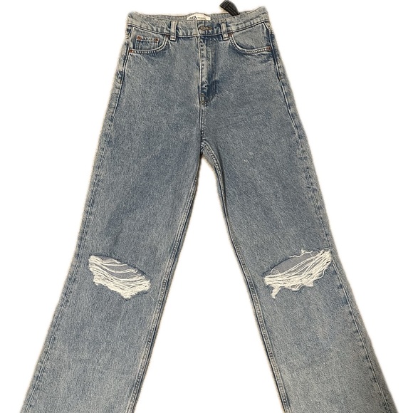 Zara Denim - Zara Light Blue Distressed Flare Jeans
